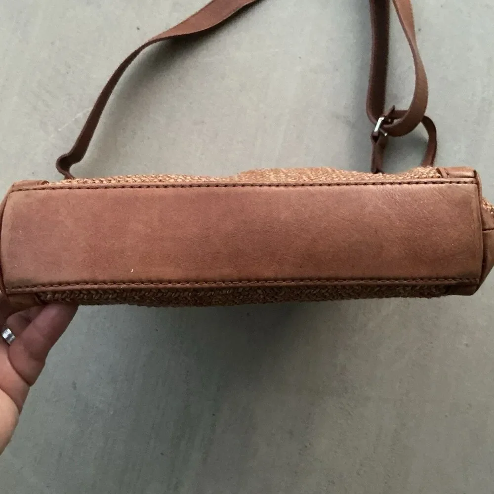 Brighton London Groove Raffia Sadie Slim Organizer Crossbody Brown Purse